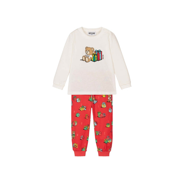 Baby Unisex Red Festive Teddy Bear Trouser Set