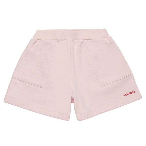 Girls Pink Embroidered-Logo Fleece Shorts
