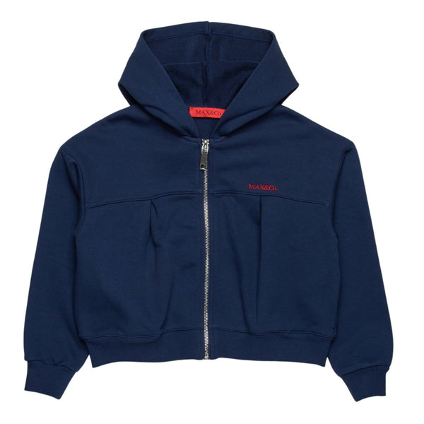 Girls Navy Blue Zip-Up Hoodie