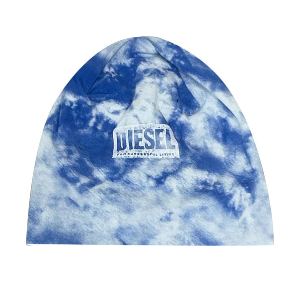 White & Blue Tie-Dye Print Cap