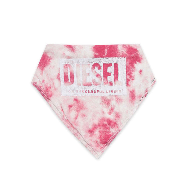 White And Pink Tie & Dye Bib With Logo Print