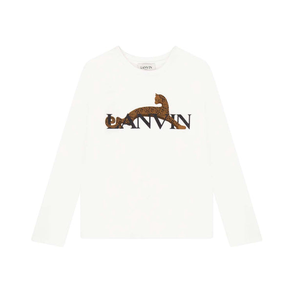 Girls White Cat Logo Top
