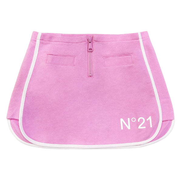 Girls Pink Logo-Print Cotton Skirt