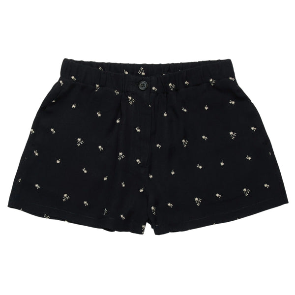 Girls Black Allover Palms-Print Shorts