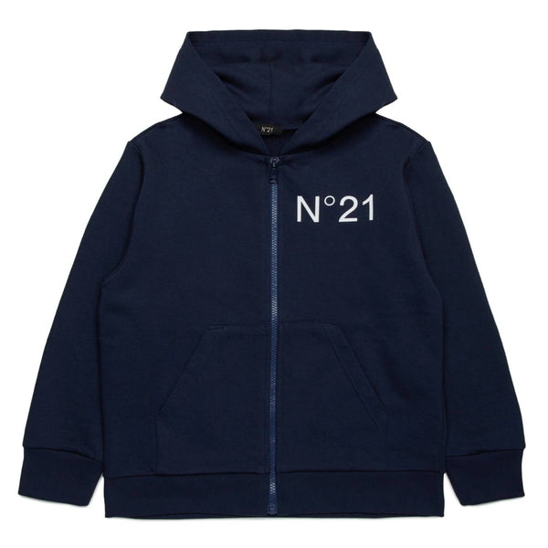 Boys Blue Logo-Print Zip-Up Hoodie