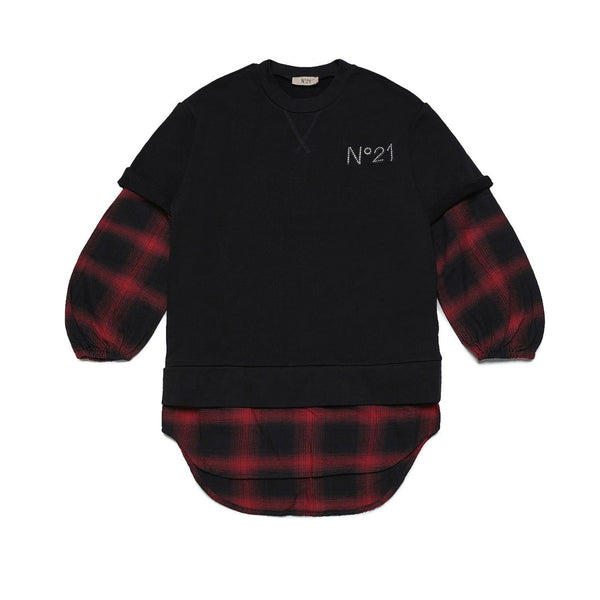 Logo Tartan Cotton Sweat Dress