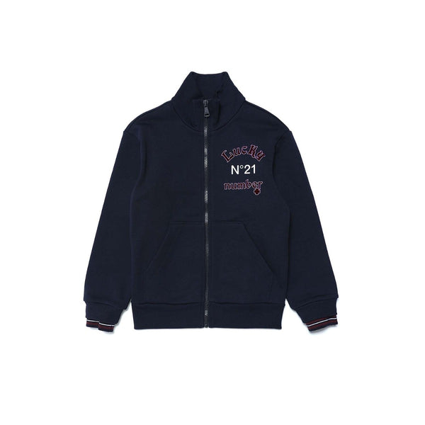 Navy Blue Logo Sweatshirt With Zip