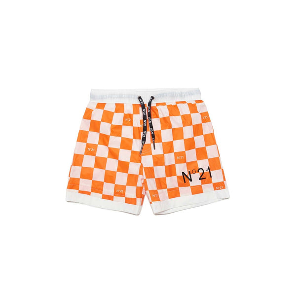 White Swim Boxers With Damier Graphics