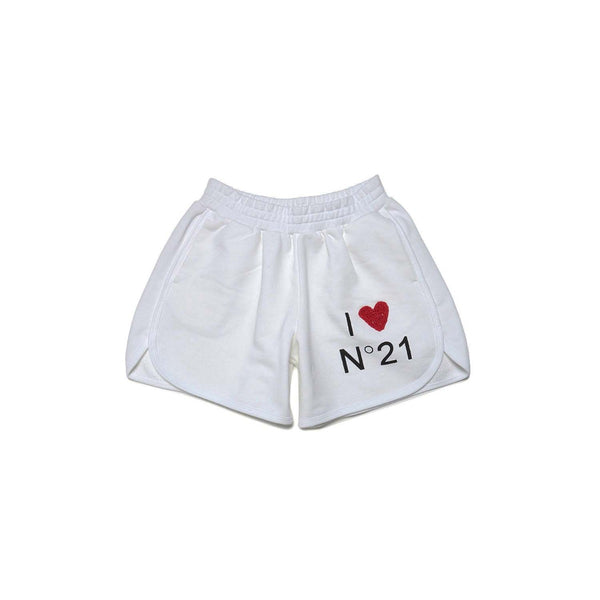 White Fleece Shorts With I Love N21 Logo