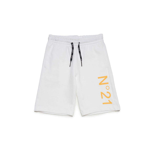 Boys White Logo-Print Fleece Shorts