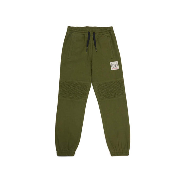 Boys Green Cottton Logo Print Trouser