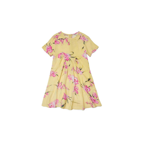 Girls Yellow Floral Print Dress