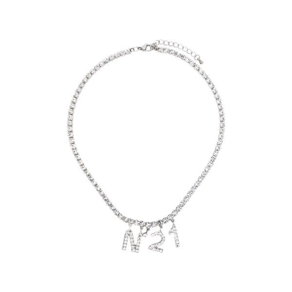 Girls Glass Crystal Logo Pendant Necklace