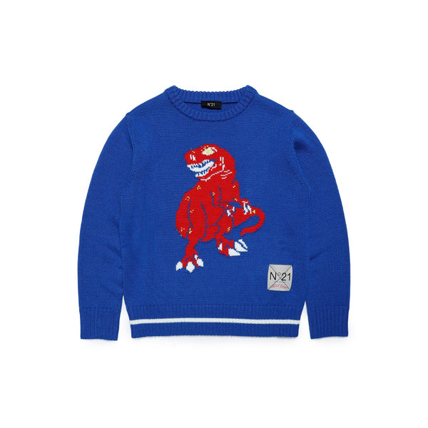 Boys Blue Wool Blend Crew-Neck Sweater