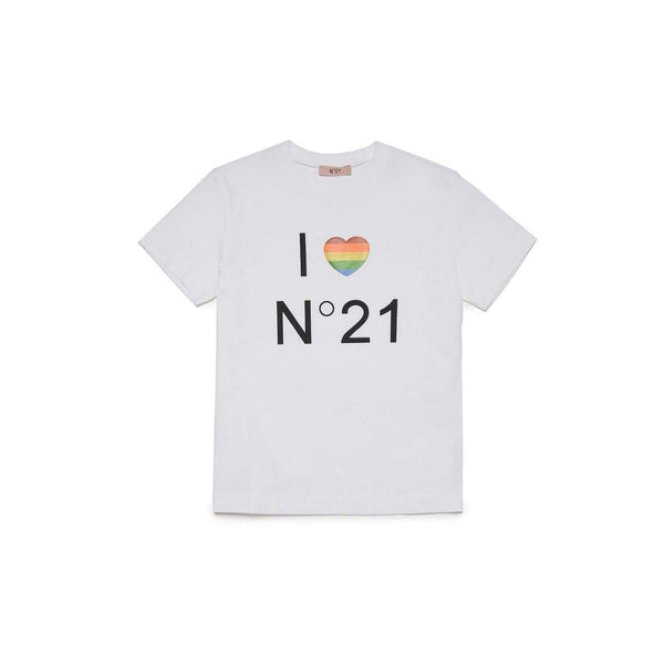 Girls White I Love N°21 Logo-Print T-Shirt