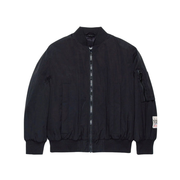 Boys Black Bomber Jacket With Logo-Patch