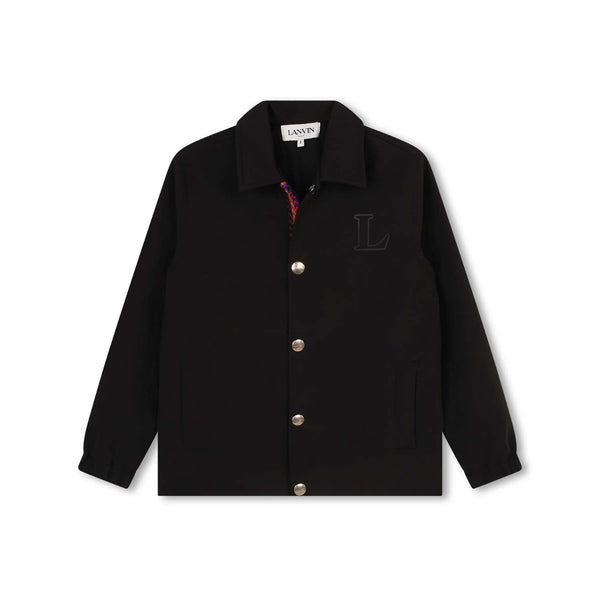 Boys Black Logo-Print Quilted Jacket