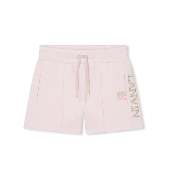 Girls Light Pink Logo-Embroidered Cotton Shorts