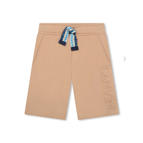 Boys Beige Logo-Embossed Cotton Shorts
