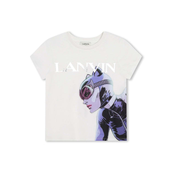 Girls White Bat-Women Print T-Shirt