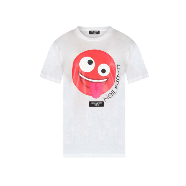 White Smiley Print T-shirt