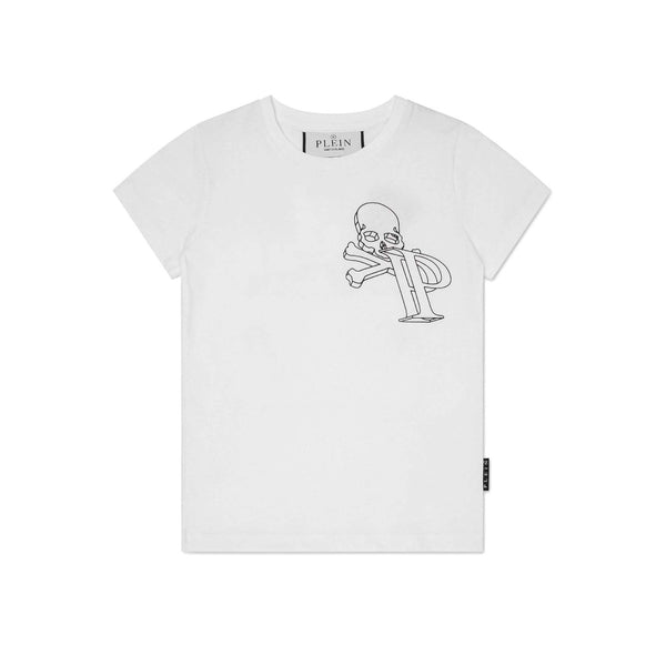 Boys White Wire Frame Cotton T-shirt