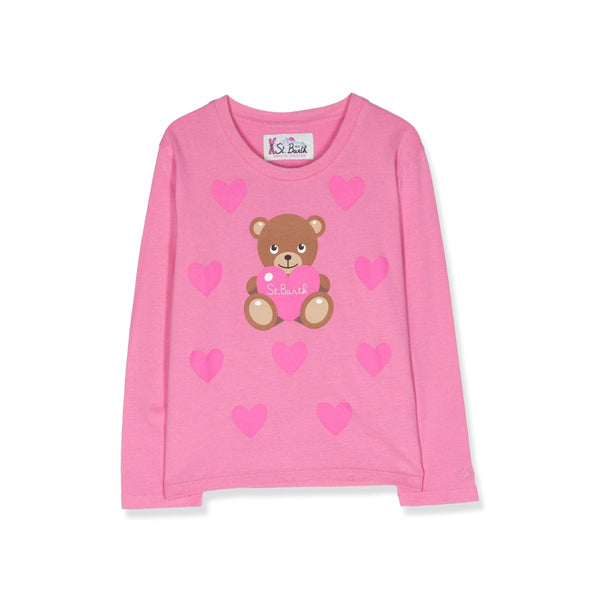 Girls Pink Penny Teddy-Bear Cotton T-shirt