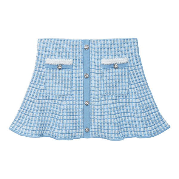 Blue Knit Mini Skirt