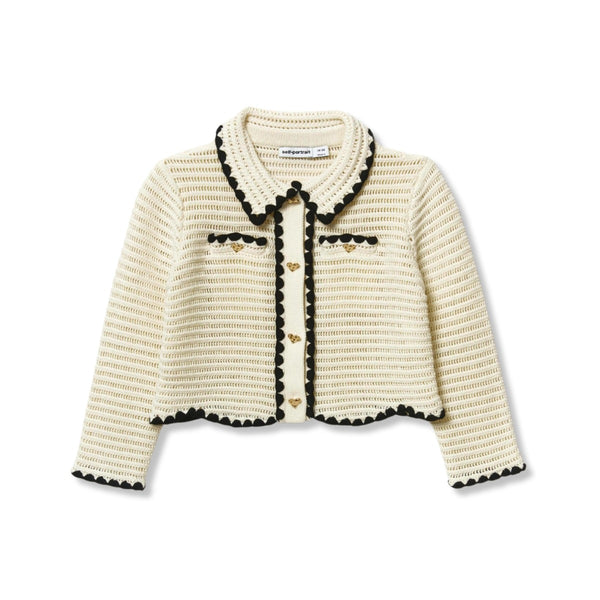 Girls Cream Crochet Cardigan