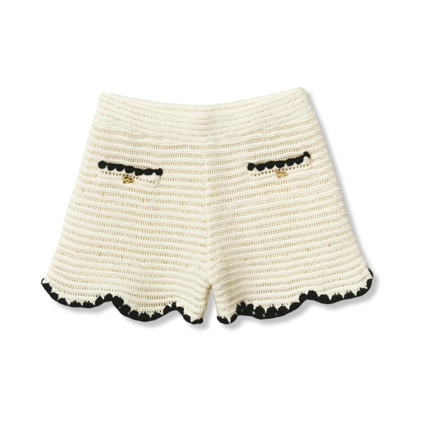 Girls Cream Crochet Shorts