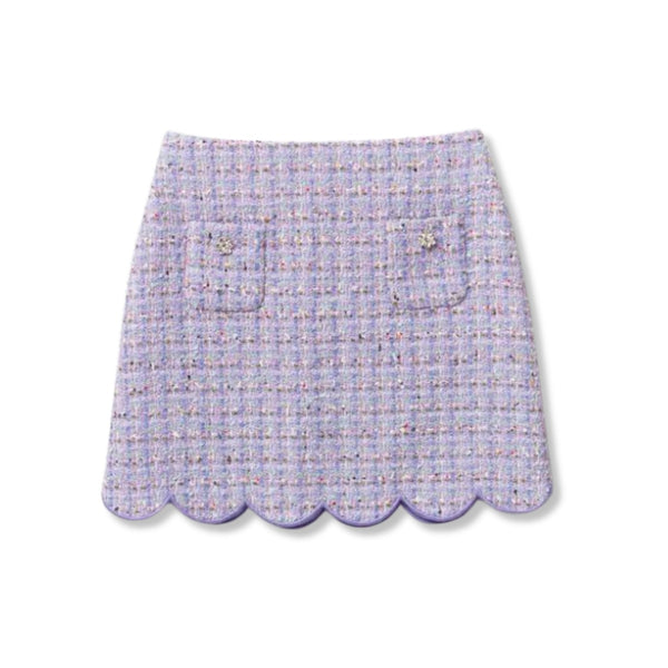 Girls Purple Boucle Mini Skirt