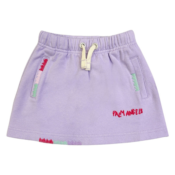 Girls Purple Embroidered-Logo Sweat Skirt