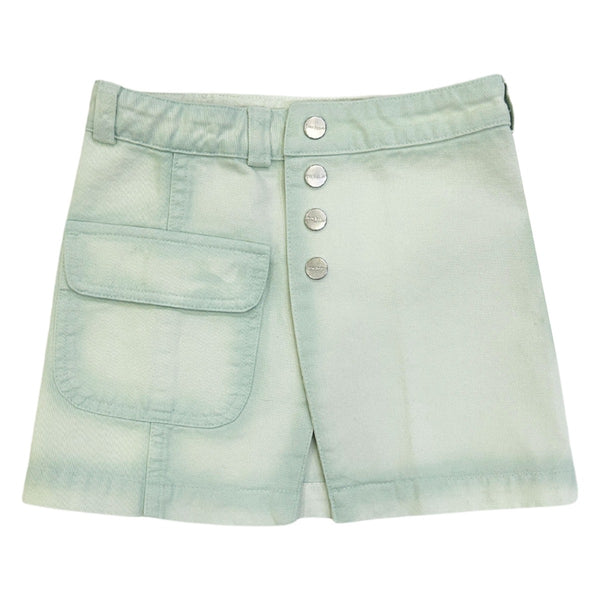 Girls Denim Mint Green Logo-Print Skirt