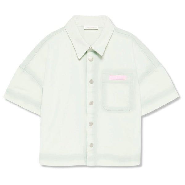 Girls Mint-Green Logo-Patch Shirt