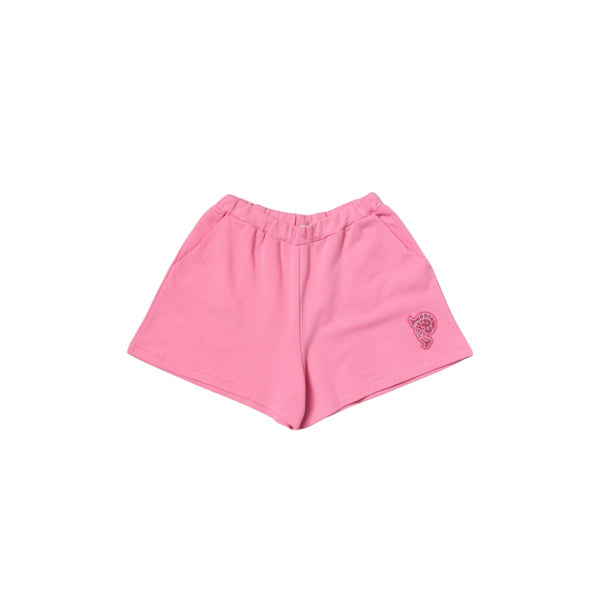 Girls Pink Logo Print Cotton Shorts
