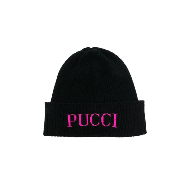 Girls Black Logo Wool Beanie