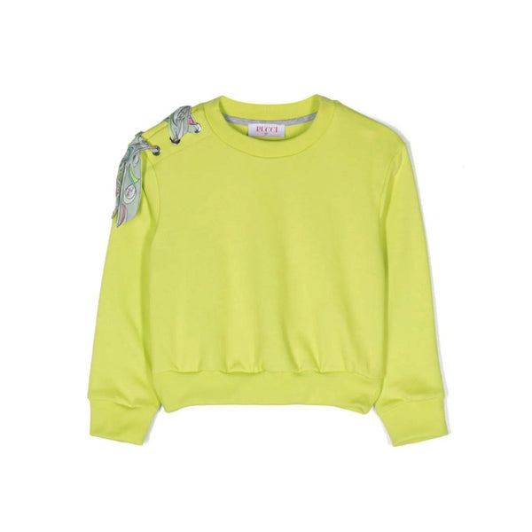 Girls Green Pesci-Print Scarf-Detail Sweatshirt