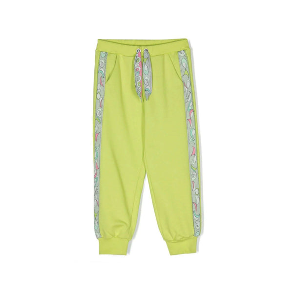 Girls Green Logo-Print Cotton Track Pants