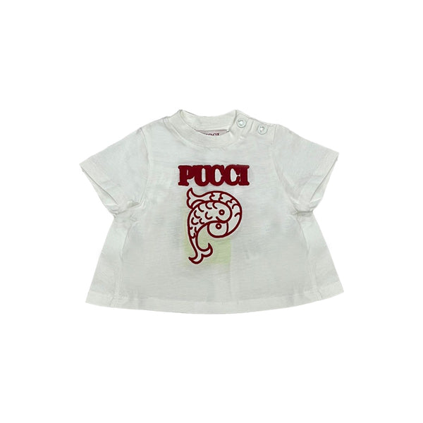 Girls White Half Sleeves Cotton T-Shirt