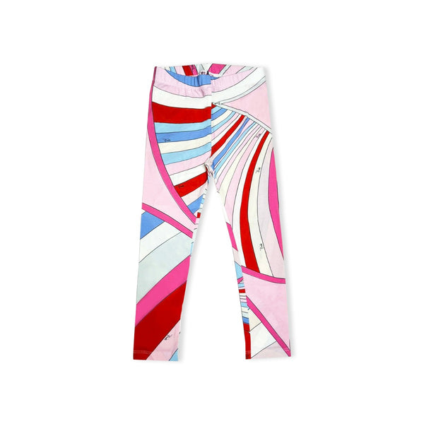 Girls Pink Cotton Iride Print Leggings