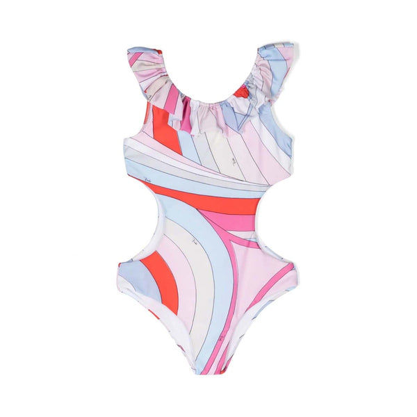 Girls Light Pink Iride Cut-Out Swimsuit