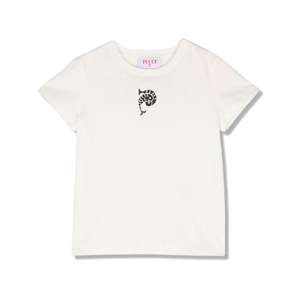 Girls White Logo-Print Cotton T-shirt