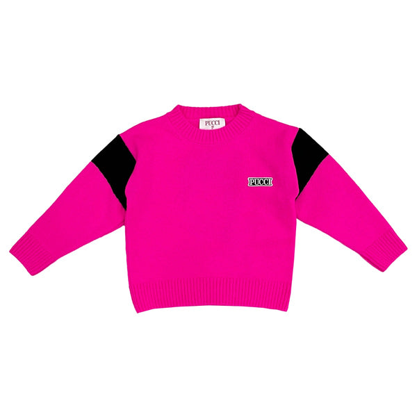 Girls Pink Logo-Patch Sweater