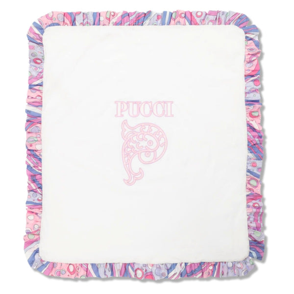 Baby Unisex White & Pink Fontane Blanket (90cm)