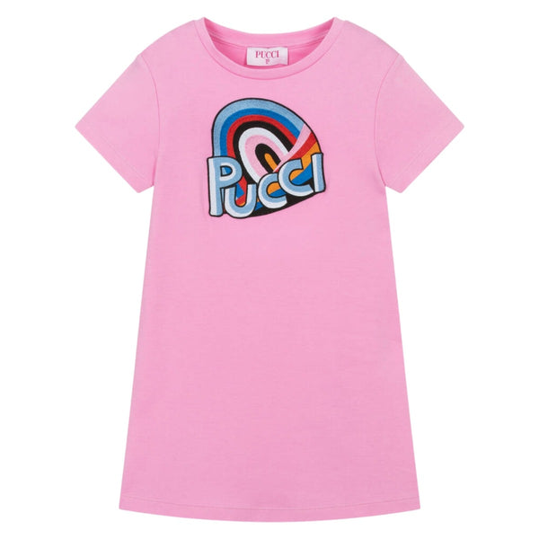 Girls Pink Iride Logo Cotton Dress