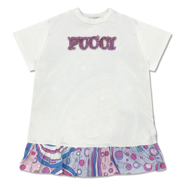 Girls White Logo-Print Dress