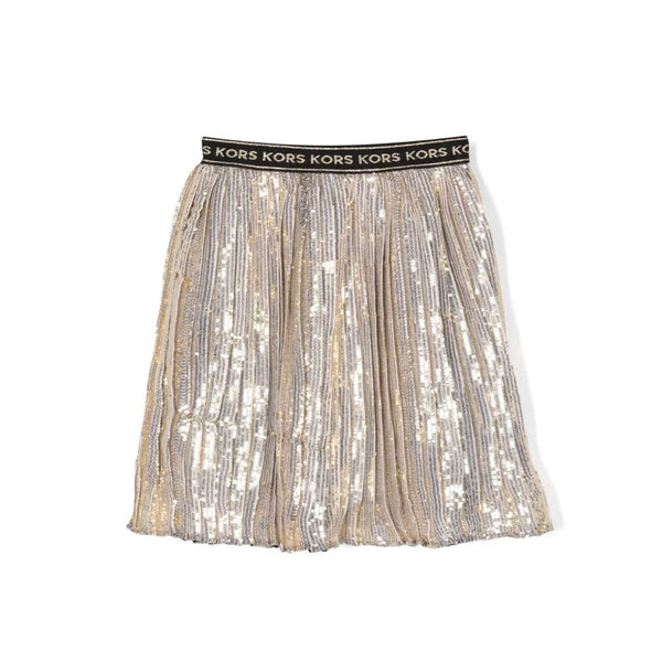 Girls Gold Metallic Pleated Skirt