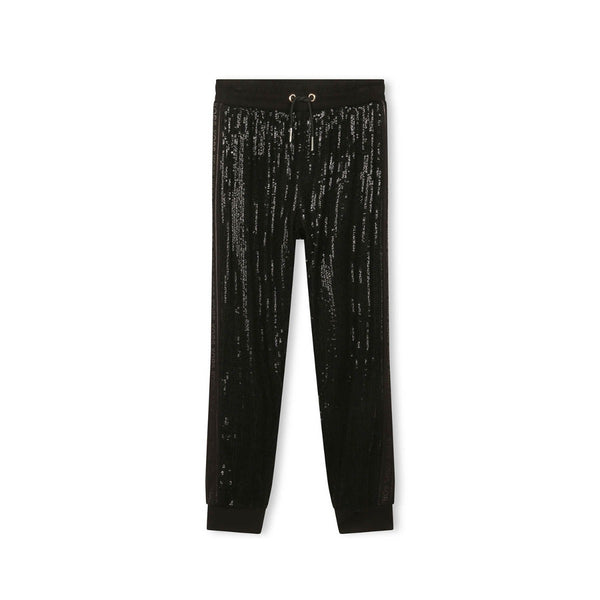 Girls Black Sequin Joggers