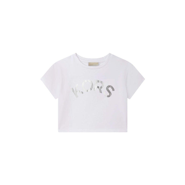 Girls White Logo Half Sleeves T-Shirt