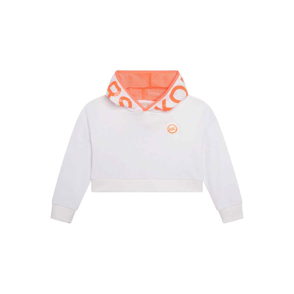 Girls White Cotton Hoodie Sweatshirt